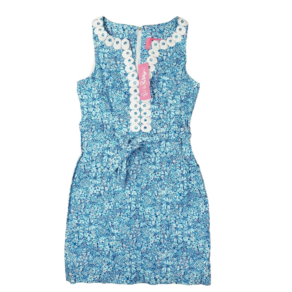 Lilly Pulitzer Gulianna Stretch Shift Dress Women 2 Blue Floral 004757 New